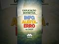 O SIGNIFICADO DE INFO, ALERTA E ERRO AO DESMEMBRAR NO SIGEF