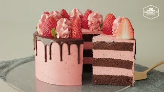 딸기 초콜릿 케이크 만들기 : Strawberry Chocolate Cake : 스위스머랭 버터크림 : Swiss Meringue Buttercream | Cooking tree