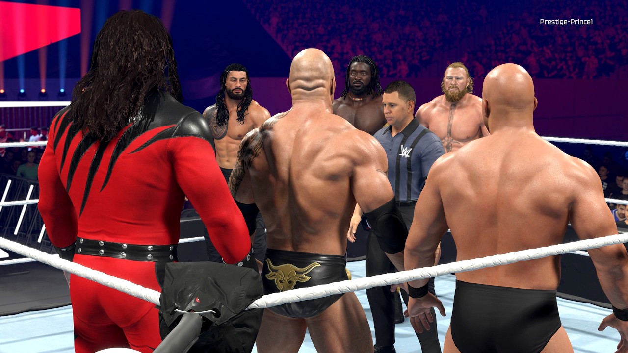 WWE 2K26 - Brock Lesnar, Oba Femi & Roman Reigns Vs Masked Kane