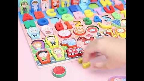 Đồ Chơi Câu Cá Cho Bé, Bộ Đồ Chơi Xếp Chữ Câu Cá Gỗ Đa Năng 7in1 Ghép Bảng Số, Chữ Cái,