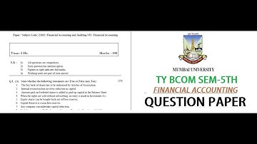 TY BCOM SEM 5TH FINANCIAL ACCOUNTING QUESTION PAPER