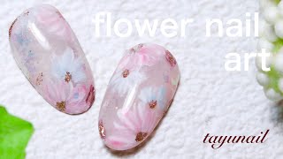 春のフラワーネイルアート☆アンティーク風 spring flowers nailart