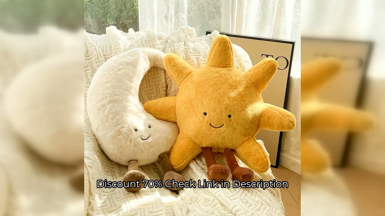 High Quality Smile Face Moon Yellow Sun Plushie Cushion Stuffed Cute Weather Plush Toy for Kid Bedro