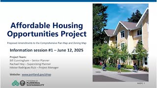 Affordable Housing Opportunities Project Information Session #1 - June 12, 2025