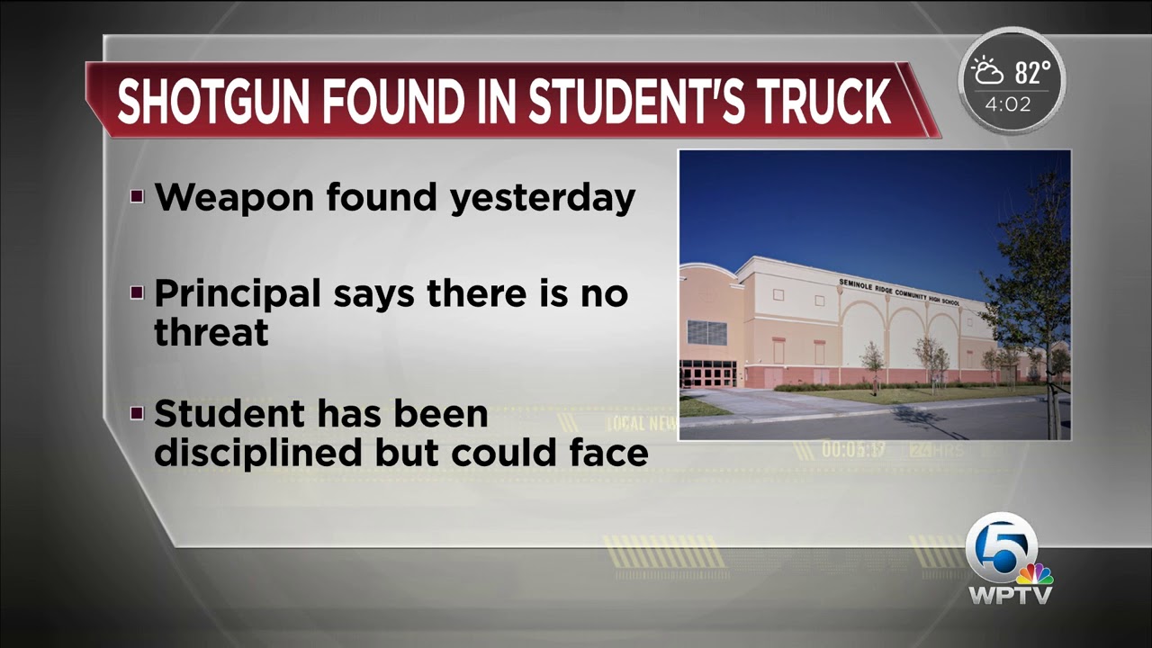 Shotgun found in student's truck at Seminole Ridge Community High School