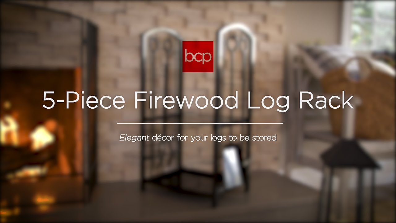 Best Choice Products 5 Piece Firewood Log Rack Holder Tools Set for Fireplace SKY4383