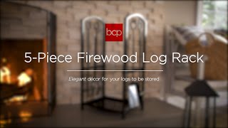 Best Choice Products 5 Piece Firewood Log Rack Holder Tools Set for Fireplace SKY4383