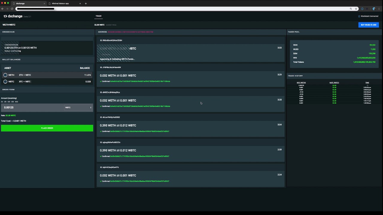 Wanchain Cross-Chain Demo  - Testnet Decentralized Exchange (DEX)