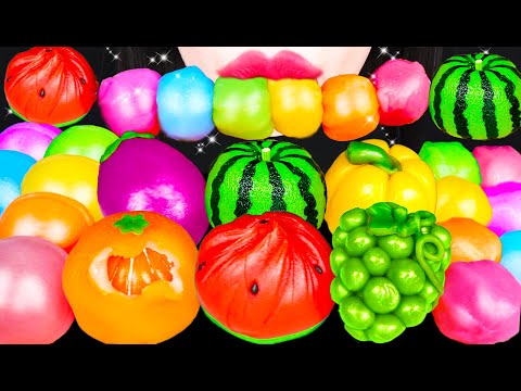 ASMR RAINBOW RICE CAKES 레인보우 떡 화과자 FRUIT BEAN CAKE WAGASHI MUKBANG 먹방
