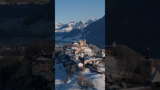 🏰 STUNNING Swiss Alpine Castle | Drone Over Snowy Gruyères #switzerland #aerial #drone #dji