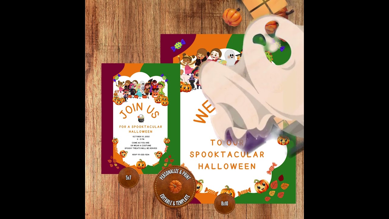 Halloween Invitation, Welcome, Editable Template, Printable Download, Instant Digital Download