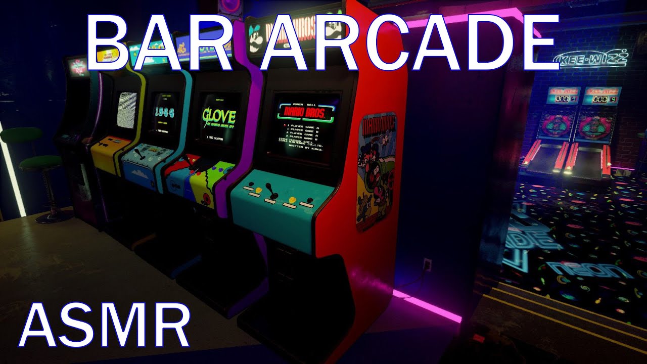 Barcade Ambience 8 hours | Arcade Gaming ASMR | Bar Arcade Sounds