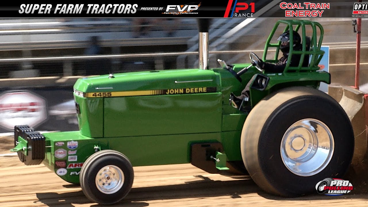 Pro Pulling 2023 Super Farm Tractors pulling in Goshen, IN at the Elkhart County 4H Fair YouTube