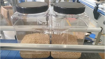 #Double head servo big square plastic container capping machine, #Automatic rice can screw capper