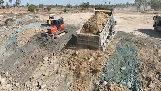 Huge Area Landfilling Extremely Skill HITACHI DX75M DOZER Ft KOMATSU DOZER D31P Push Soil With Dump