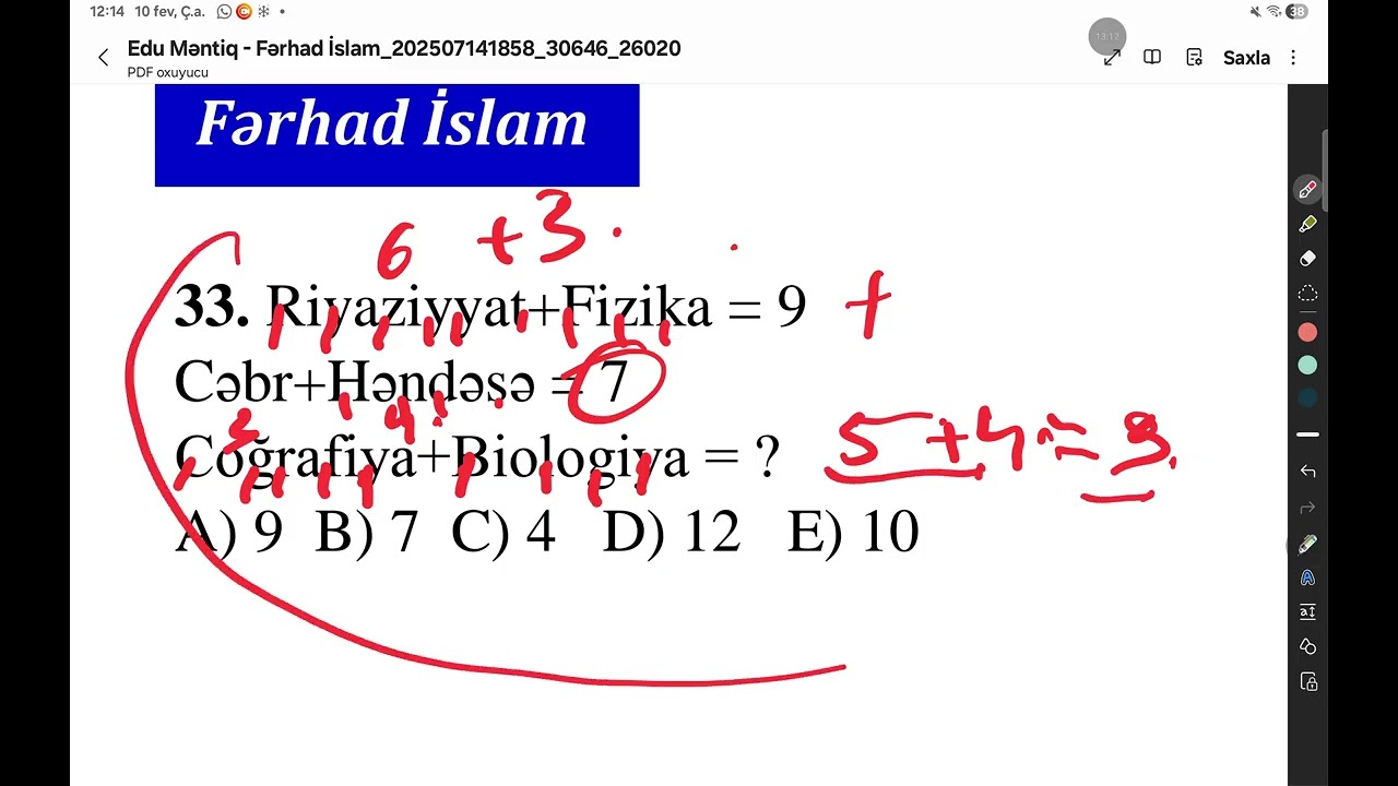 Məntiq Şifrələr Fərhad İslam kitabı hissə 1 (20-40)