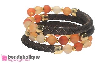 How to Make a Memory Wire Bracelet with Cork Cord and Gemstones