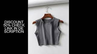 Summer Vintage White Crop Tops Women Biker Black Punk Y Tank Top Korean Streetwear Cropped Sleeve