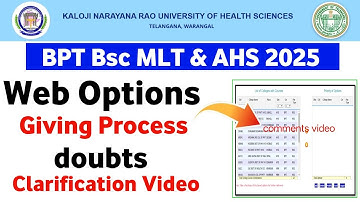 Knruhs Allied Courses Web Options 2025 | BPT Bsc MLT AHS Web Option giving doubts 2025