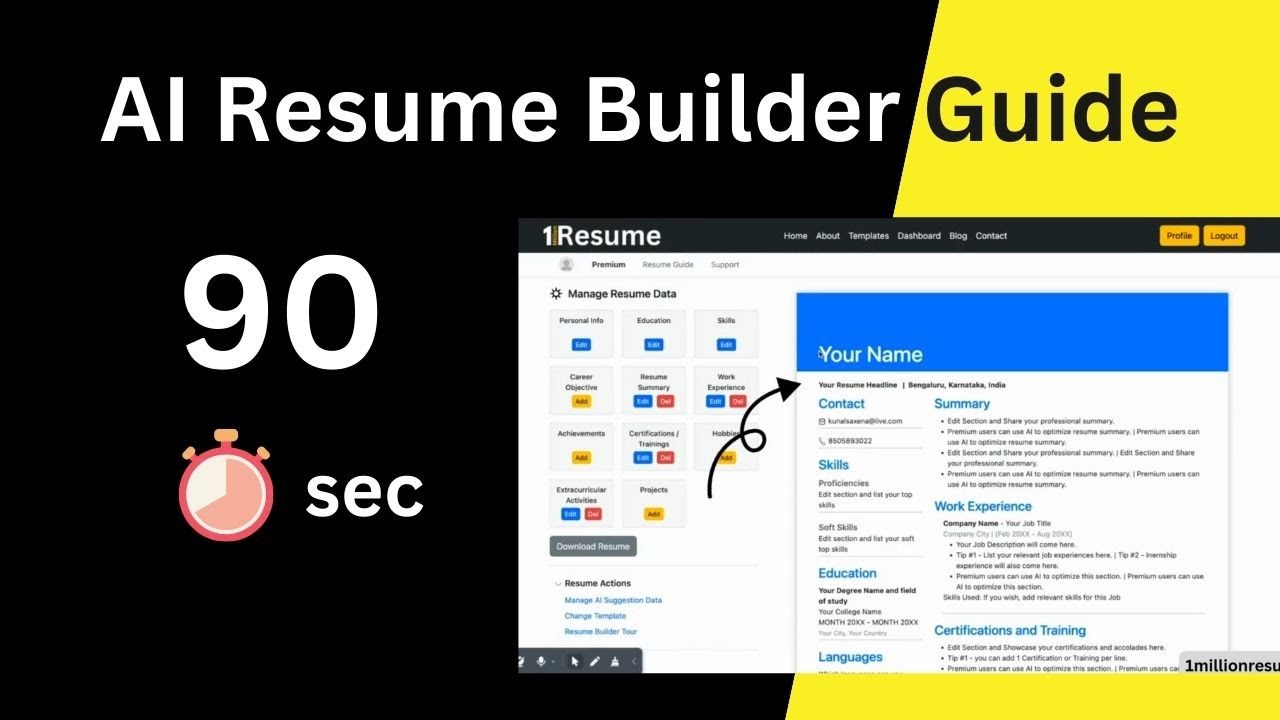 Create Resume online with AI Resume Builder | 1millionresume.com - YouTube