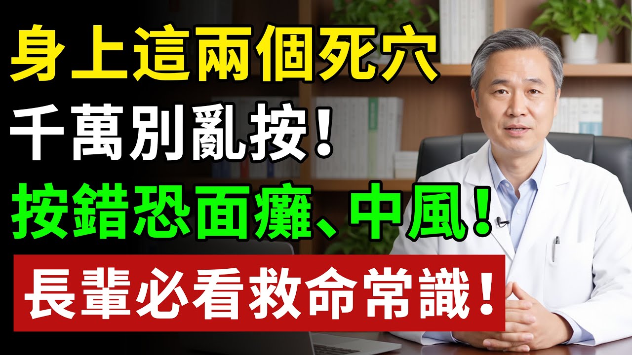 醫生告誡：人體身上這個「死穴」千萬別亂按！按錯恐中風、面癱！當心半身不遂！#健康知识 #健康飲食 #養老生活 #老年健康 #樂齡健康