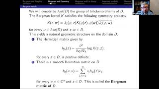 Bergman spaces Toeplitz operators and Differential geometry
