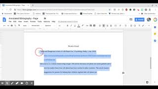 Formatting Your Annotated Bibliography
