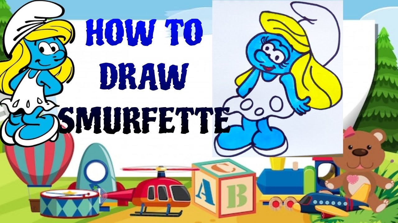 HOW TO DRAW SMURFETTE EASY CARTOON DRAWINGS FOR KIDS SIMPLE STEP BY