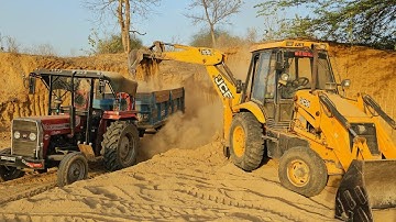 Jcb Kirloskar Backhoe Machine Loading Red Mud in Massey 241&1035 Eicher 380 Tractor| jcb tractor