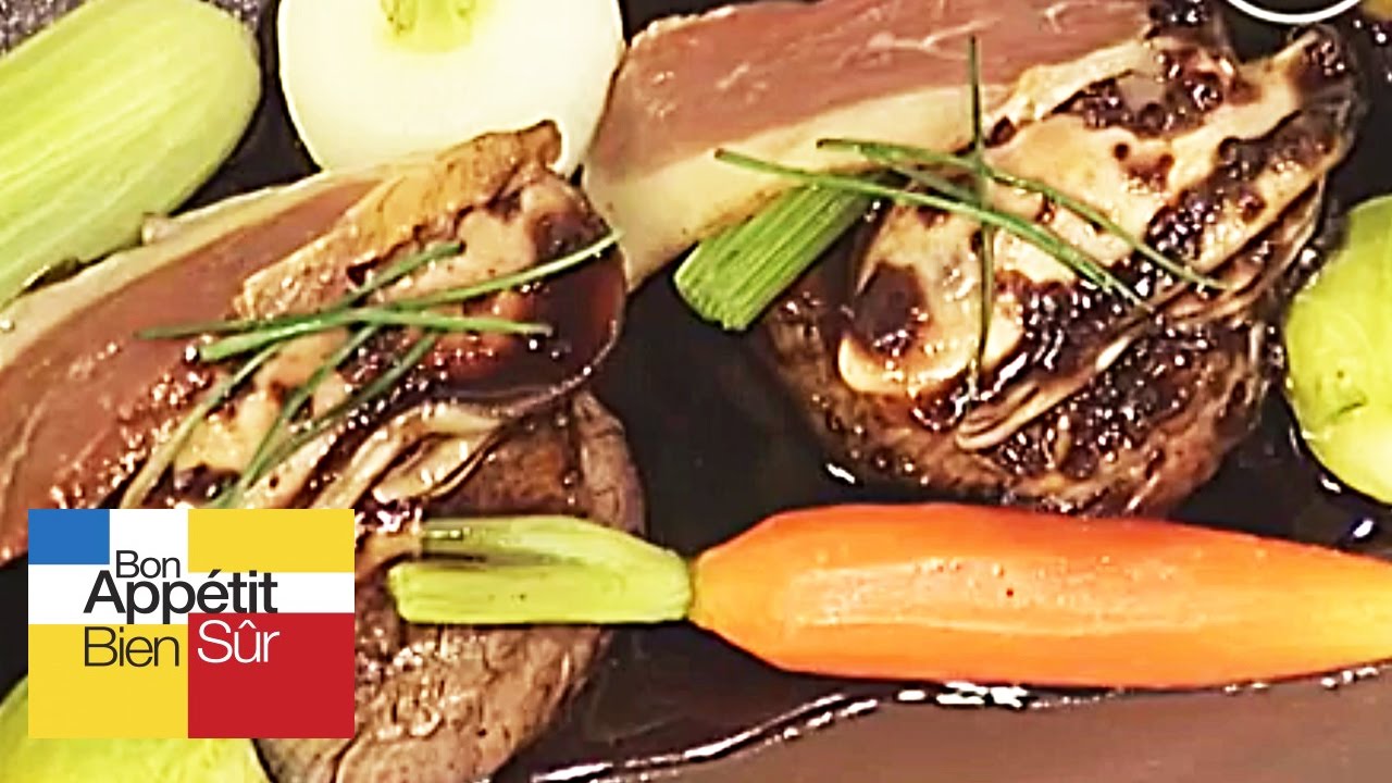 Filets de boeuf, sauce au vin rouge iodée aux huitres