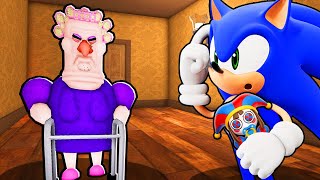 SONIC AND AMAZING DIGITAL CIRCUS BABY POMNI VS ESCAPE GRUMPY GRAN IN ROBLOX