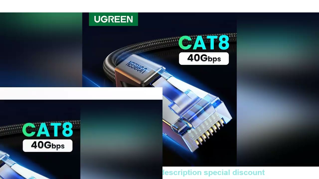 UGREEN CAT 8 Ethernet Cable High Speed Braided 40Gbps 2000Mhz Network Lan Cord RJ45 Shielded Indoor
