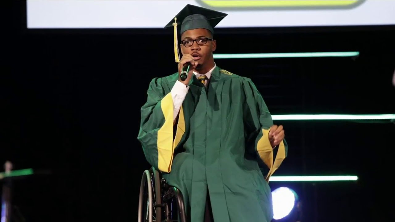 Wheelchair-bound graduate calls walk to get diploma 'liberating' - YouTube
