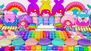 1 Jam ASMR Slime Memuaskan | Mencampur Slime Mermaid Lucu Dengan Palet Warna & Pelangi| Little Slime