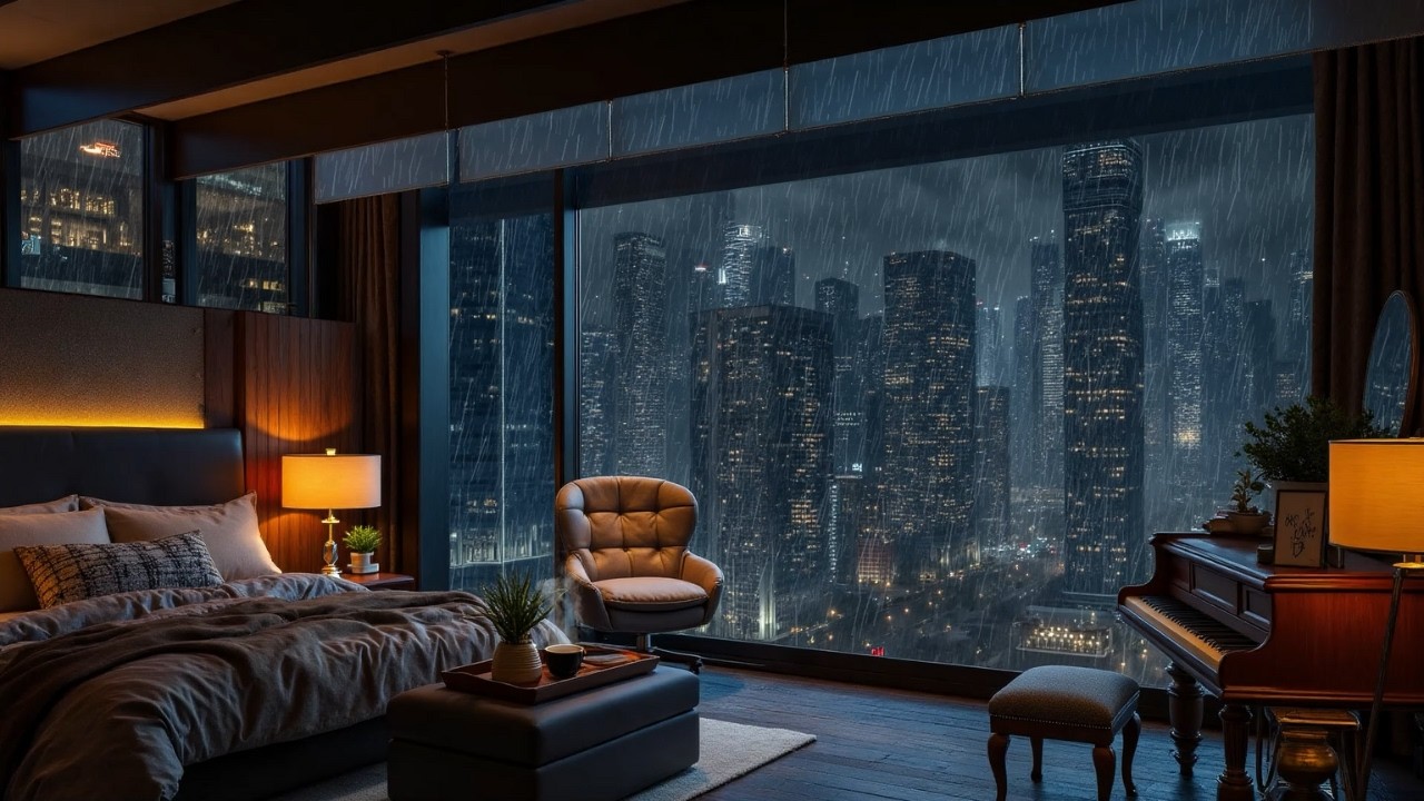 Спокойная ночная фортепианная музыка со звуками дождя для глубокого сна, оздоровления и снятия бессо