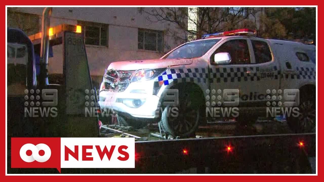 Man 'attempts to stab officer', police cars rammed in wild Melbourne arrest