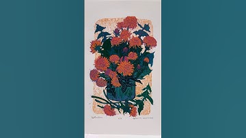 Reduction linocut print “Dandelions” #printmaking