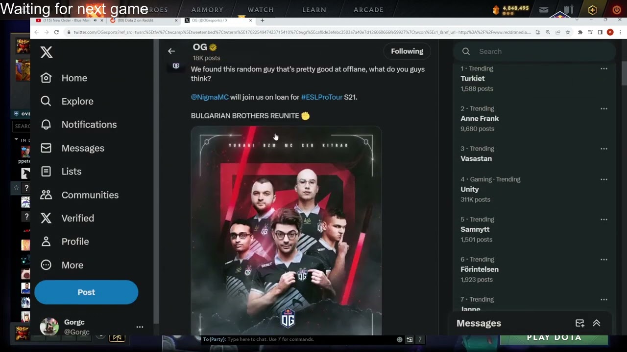 OG moved DM to inactive roster & been replaced by MinD ContRoL