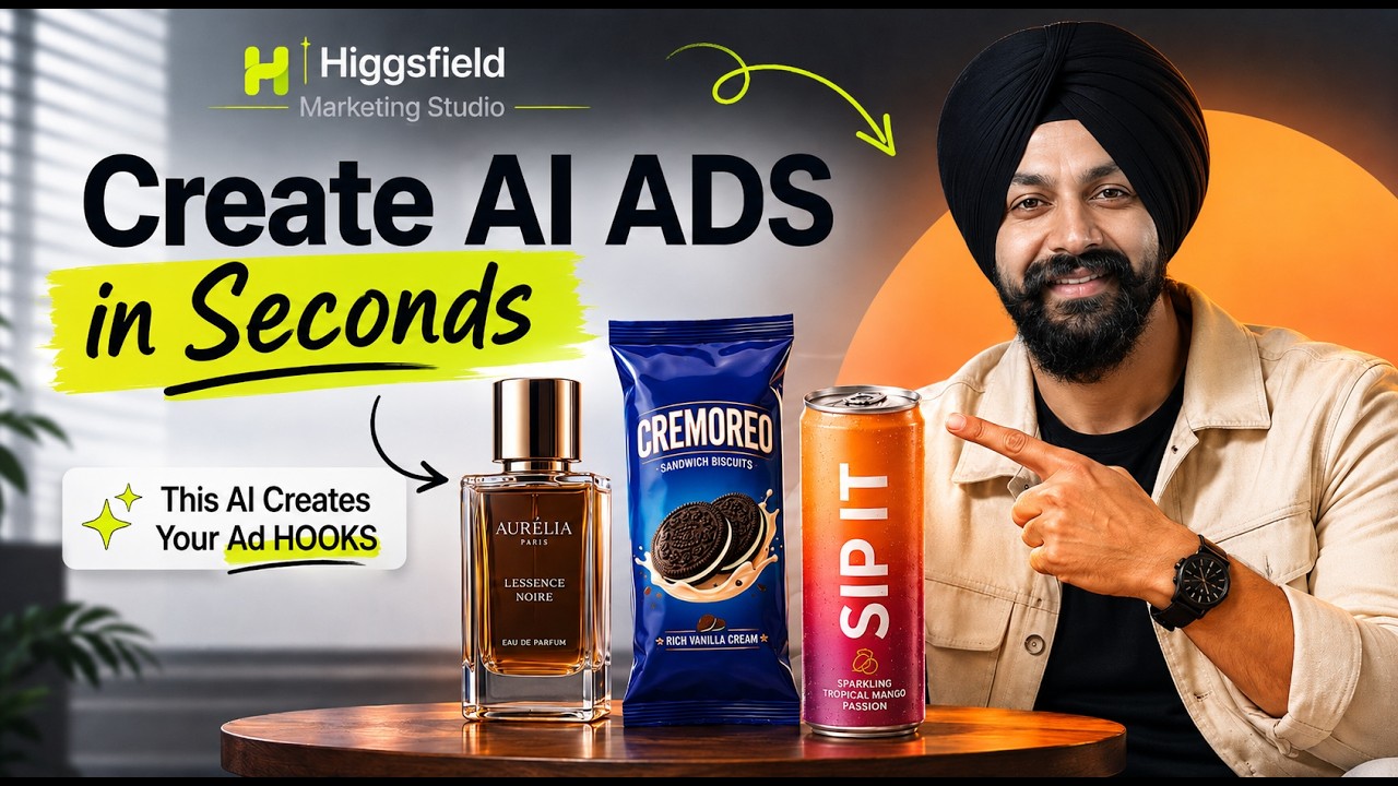 Create AI ADS in Seconds 🤩 This AI Creates Your Ad HOOKS (Higgsfield Marketing Studio)