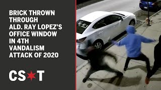 Surveillance video shows brick thrown through Ald. Ray Lopez’s office window