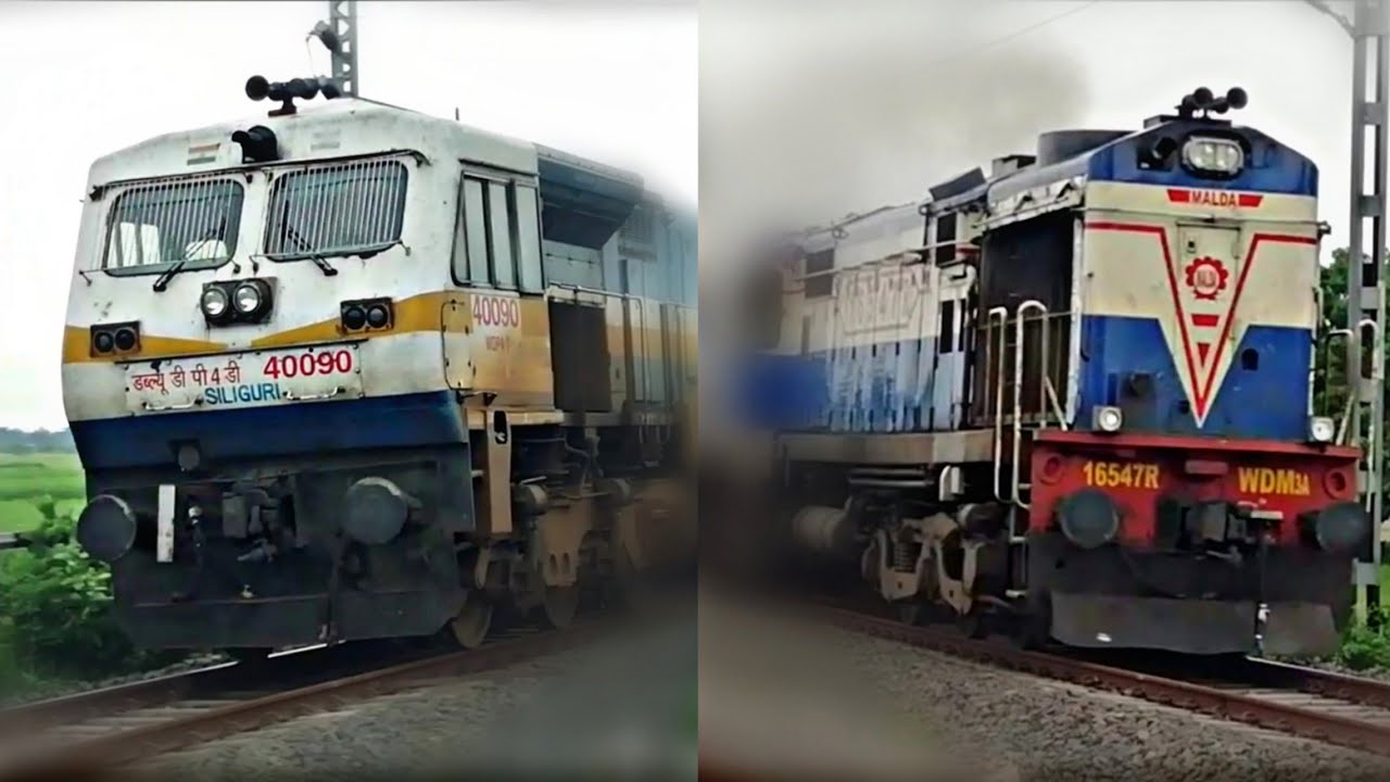 [2 in 1] Disel Twins || EMD Siliguri(WDP-4D) & (WDM-3A) MALDA Alco ...