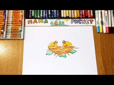 Как нарисовать птиц в гнезде / Урок Рисования / How to draw birds in a nest / Drawing Lesson