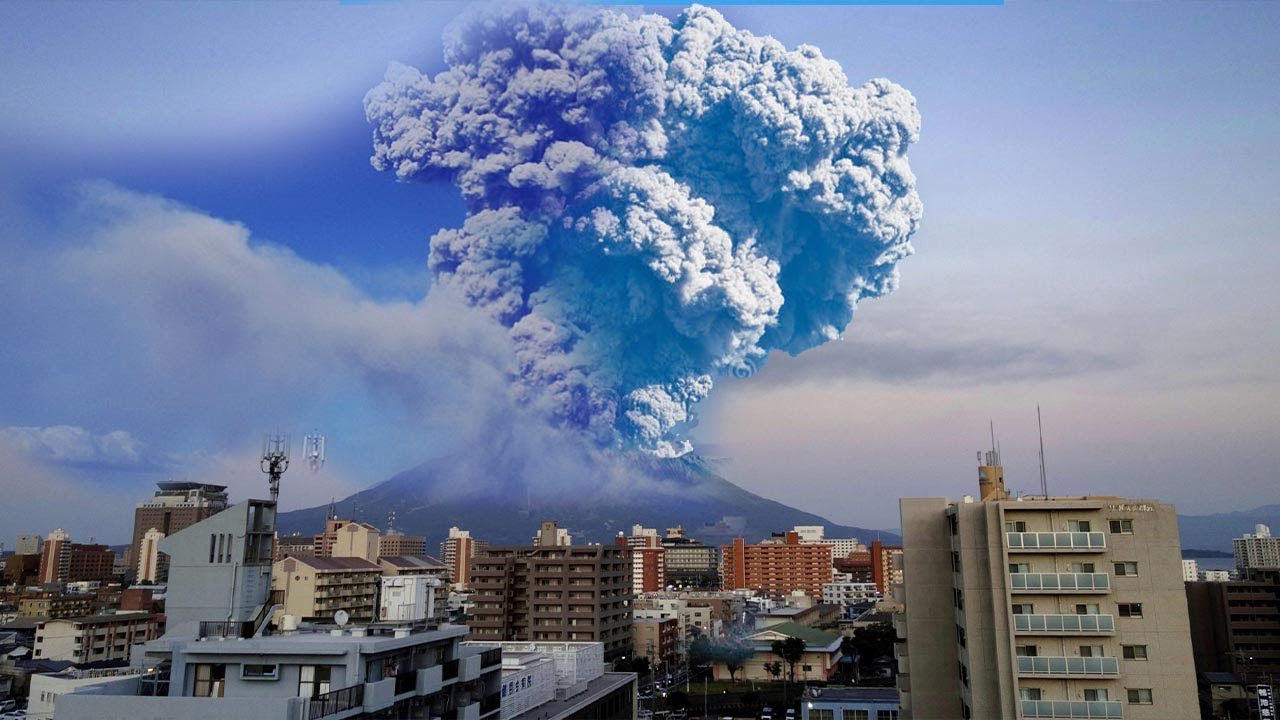 Сакурадзима взорвался! Мощное извержение вулкана на востоке Кагосимы, Япония.