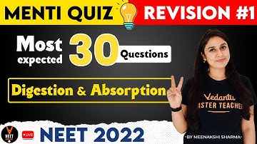 Most Expected Top 30 NEET Questions - Digestion and Absorption | NEET 2022 | NEET Biology