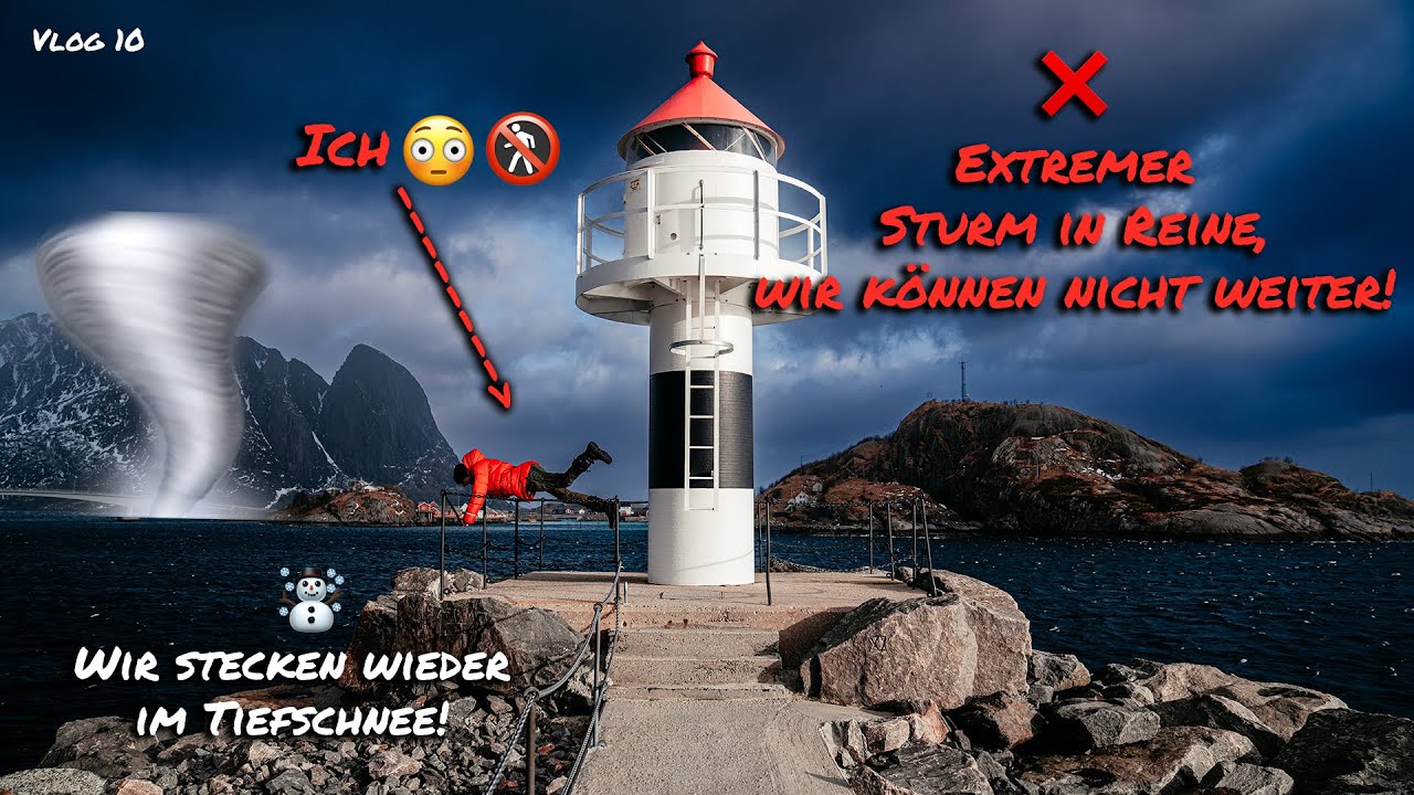 VANLIFE WINTER 🏔️🚐 EXPEDITION LOFOTEN - Sturm in Reine, wir können nicht weiter! - Vlog 10
