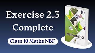 Class 10 Maths Chapter 2 Exercise 2.3 NBF Federal Board - 10th Math Ex 2.3 FBISE