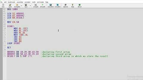 Adding arrays in 8086 assembly