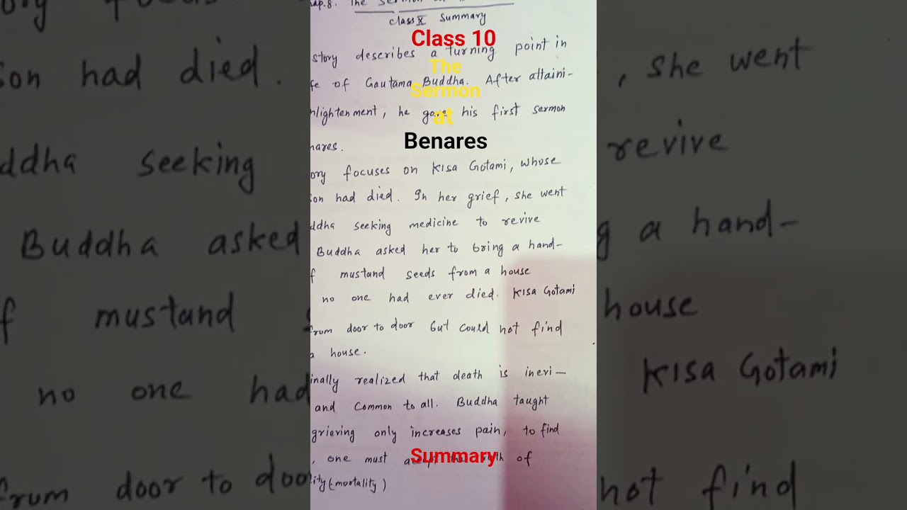 The Sermon at Benares Summary | Class 10 English