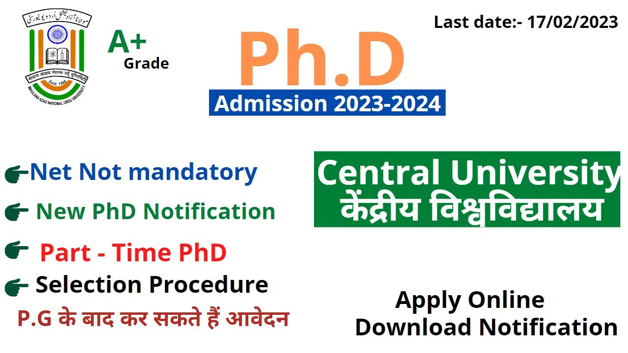 part time phd admission 2023 24