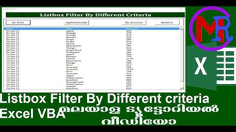 Listbox Filter By Different criteria Excel VBA   എക്സൽ മലയാളം വീഡിയോ